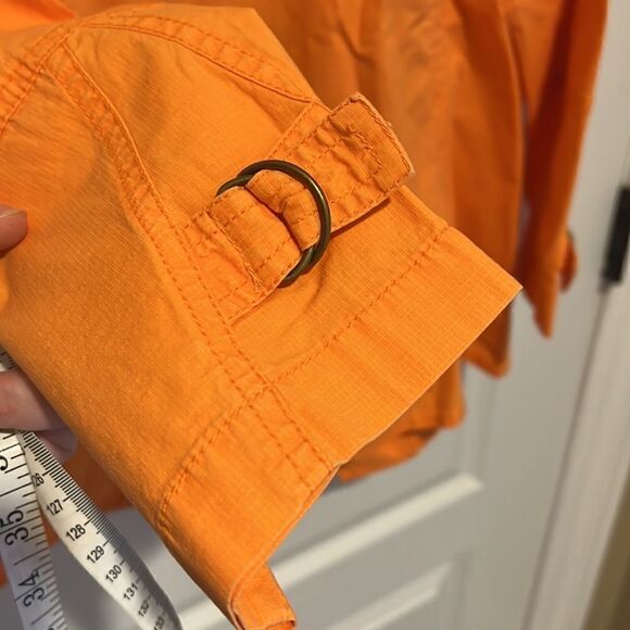 Chico's Bright Orange Utility Jacket Zip front with pockets - Picture 5 of 6